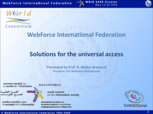 WebForce International Federation Solutions for the universal access 1