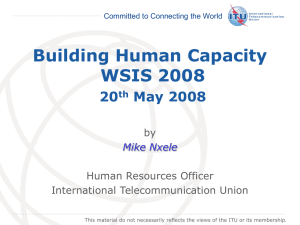 Building Human Capacity WSIS 2008 20 May 2008