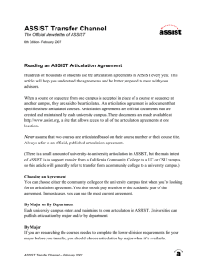 ASSIST Transfer Channel  Reading an ASSIST Articulation Agreement