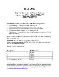 2016-2017 Board of Governors Fee Waiver Program ELIGIBILITY REQUIREMENTS