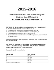 2015-2016 Board of Governors Fee Waiver Program Method A and Method B