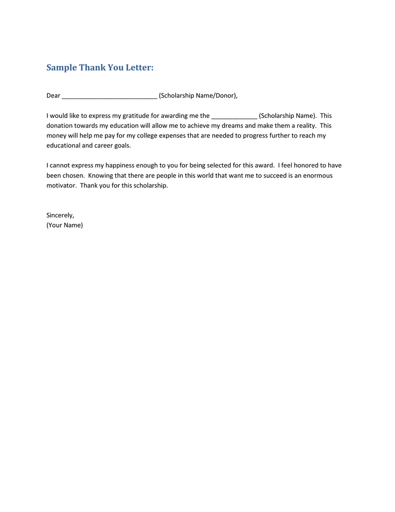 Sample Thank You Letter: