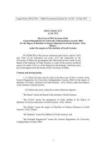 Legal Notice 289 of 2011 – Malta Government Gazette No....  EDUCATION ACT (CAP. 327)