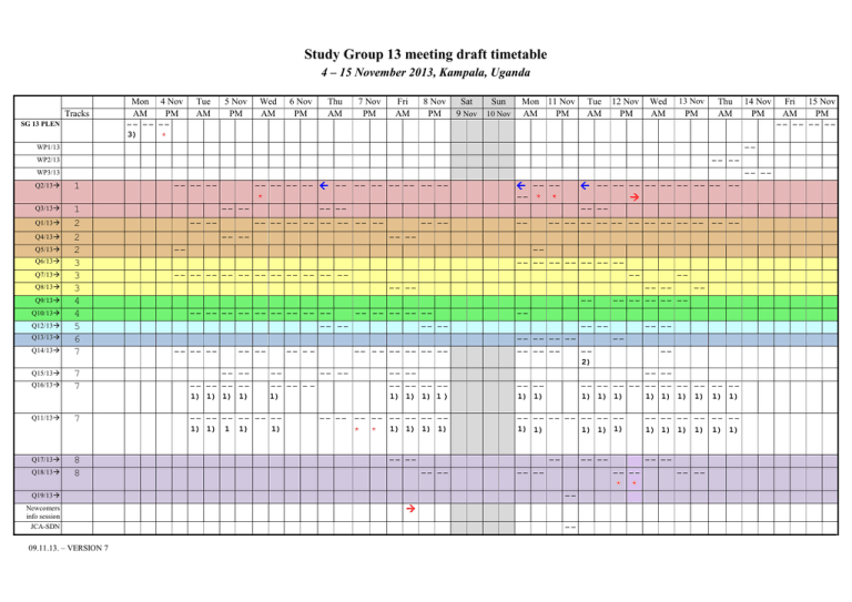 Study Group 13 meeting draft timetable