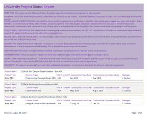 University Project Status Report