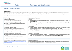     Water                            First Level Learning Journey  Theme: Travelling on water            Introduction   