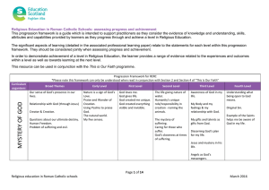 This progression framework is a guide which is intended to... Religious Education in Roman Catholic Schools: assessing progress and achievement