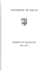 UNIVERSITY OF MALTA REGISTER OF GRADUATES 1972- 1977