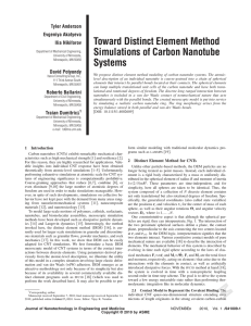 Toward Distinct Element Method Simulations of Carbon Nanotube Systems Tyler Anderson