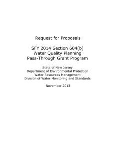 Request for Proposals  SFY 2014 Section 604(b) Water Quality Planning