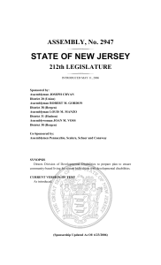 STATE OF NEW JERSEY ASSEMBLY, No. 2947 212th LEGISLATURE
