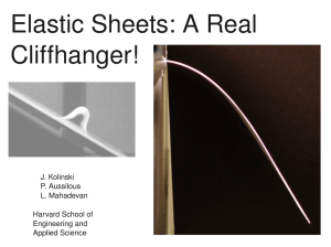 Elastic Sheets: A Real  Cliffhanger! J. Kolinski  P. Aussilous 
