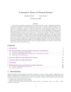 A Geometric Theory of Thermal Stresses Arkadas Ozakin Arash Yavari 30 November 2009