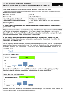 STUDENT EVALUATION QUESTIONNAIRES DEPARTMENTAL SUMMARY