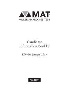 Candidate Information Booklet Effective January 2013