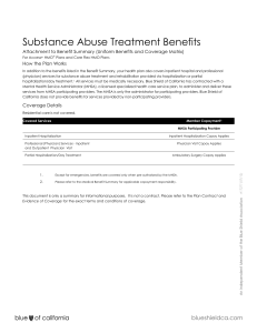 Substance Abuse Treatment Benefits How the Plan Works