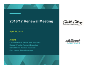2016/17 Renewal Meeting April 15, 2016 Alliant