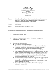 Medical Benefits Committee Wednesday, April 13, 2011 9:00 am