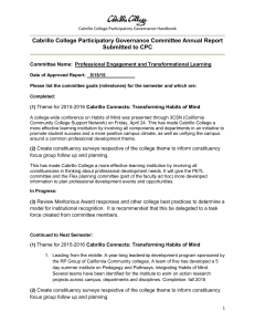 Cabrillo College Participatory Governance Committee Annual Report Submitted to CPC