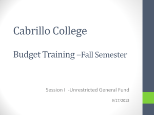 Cabrillo College  Budget Training – Fall Semester