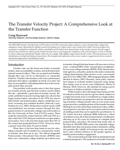 The Transfer Velocity Project: A Comprehensive Look at the Transfer Function