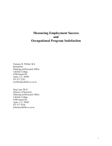 Measuring Employment Success and Occupational Program Satisfaction