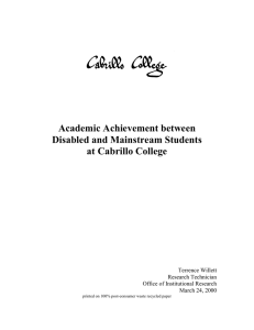 Academic Achievement between Disabled and Mainstream Students at Cabrillo College
