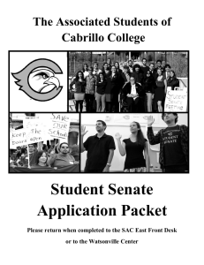 Student Senate Application Packet The Associated Students of Cabrillo College