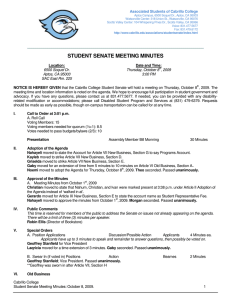 STUDENT SENATE MEETING MINUTES