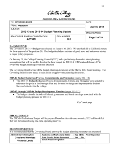 April 8, 2013 2012-13 and 2013-14 Budget Planning Update