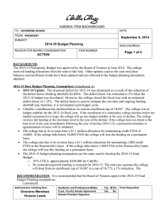 September 8, 2014 2014-18 Budget Planning Page 1 of 5