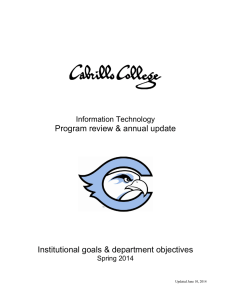 Program review &amp; annual update Institutional goals &amp; department objectives Information Technology