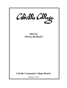 2015-16 FINAL BUDGET Cabrillo Community College District