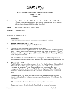 FACILITIES PLANNING AND ADVISORY COMMITTEE  February 25, 2005  Minutes  Present: