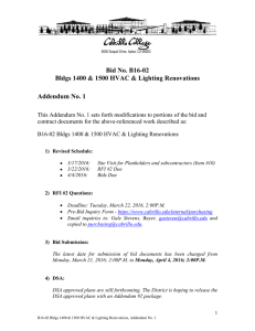 Bid No. B16-02 Bldgs 1400 &amp; 1500 HVAC &amp; Lighting Renovations