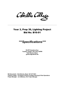 ***Specifications*** Year 3, Prop 39, Lighting Project Bid No. B16-01