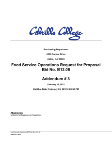 Food Service Operations Request for Proposal Bid No. B12.06  Addendum # 3