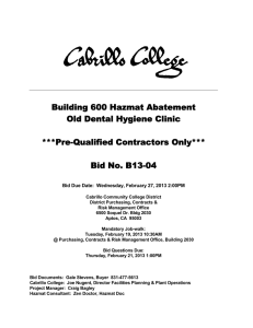 Building 600 Hazmat Abatement Old Dental Hygiene Clinic  ***Pre-Qualified Contractors Only***