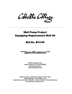 ***Specifications*** Well Pump Project Equipping Replacement Well #4