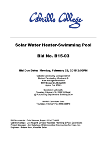 Solar Water Heater-Swimming Pool Bid No. B15-03