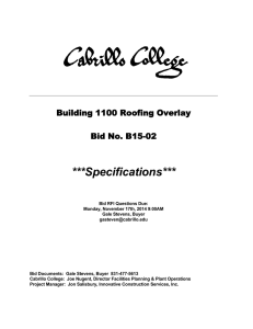 ***Specifications*** Building 1100 Roofing Overlay  Bid No. B15-02