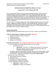 Instructions for Credit Program Proposals (CCC-501 revised) February 2011