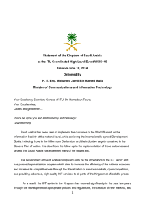 Statement of the Kingdom of Saudi Arabia Geneva June 10, 2014