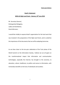 Brazil´s Statement WSIS+10 High Level Event - Geneva, 10 June 2014