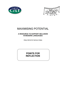 MAXIMISING POTENTIAL POINTS FOR REFLECTION A RESOURCE TO SUPPORT INCLUSION
