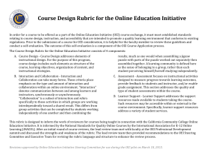 Course Design Rubric for the Online Education Initiative