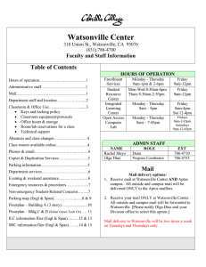 Watsonville Center Table of Contents Faculty and Staff Information