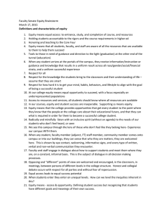 Faculty Senate Equity Brainstorm March 17, 2015 Definitions and characteristics of equity