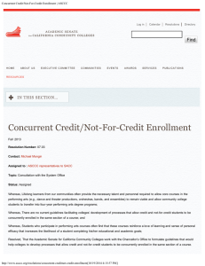 Find Concurrent Credit/Not-For-Credit Enrollment | ASCCC