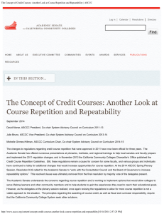 Find The Concept of Credit Courses: Another Look at Course Repetition...